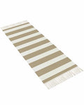 Khaki Stripes Kitchen Runner Rug 2'x4', Washable Woven Cotton Area Rug with Tassels Bathroom Hallway Rug, Farmhouse Brown Simple Vertical Striped Entryway Bedroom Rug Non Slip Throw Rug Carpet - color: Khaki, size: 2 x 4 ft