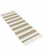 Khaki Stripes Kitchen Runner Rug 2'x4', Washable Woven Cotton Area Rug with Tassels Bathroom Hallway Rug, Farmhouse Brown Simple Vertical Striped Entryway Bedroom Rug Non Slip Throw Rug Carpet - color: Khaki, size: 2 x 4 ft