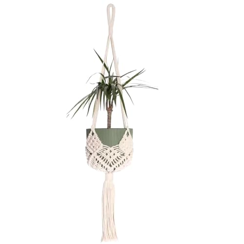 2 Pack Macrame Hanging Planters with Patterns - Stylish Plant Hangers Crochet Boho Plant Holder Hanging Plant Basket for Up to 6 Inch Pots(White) - color: White