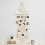 Rtteri Macrame Hanging Photo Display Boho Wall Decor Picture Card Frame Holder with 30 Clips Photo Art Hanger Teen Girl Teenage Gifts for Room Bedroom Dorm