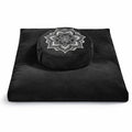 Meditation Cushion Set Zafu & Zabuton – Buckwheat Hull & Memory Foam, Adjustable Floor Pillow for Yoga, Meditation & Sitting, Removable Velvet Cover (Classic Black) - color: Classic Black