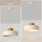 Modern Pendant Lights,12.6 inch,Natural Wood Cap,Simple Hanging Light Fixture for Kitchen Island,Dining Room - color: Cream, size: 12.6 inches