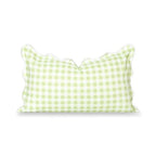 Hofdeco Premium Grandmillennial Coastal Hampton Patio Indoor Outdoor Lumbar Pillow Cover Only, 12"x20" Water Repellent for Backyard, Couch, Poolside, Grass Green Print Gingham - color: Grass Green Gingham 12"x20"