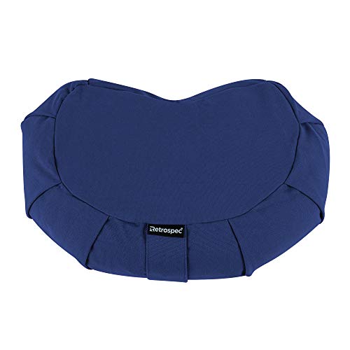 Retrospec Sedona Zafu Yoga Meditation Cushion with Carry Handle and Filled with buckwheat Hulls; Midnight Blue, Crescent - color: Midnight Blue, size: 1 Count (Pack of 1)
