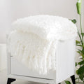 Winter Knit Throw Blanket Fluffy Fuzzy Soft Lightweight Cozy Farmhouse Tassels Chunky Knitted Throws for Couch Sofa Bed (White, 50"x60") - color: White, size: 50"x60"