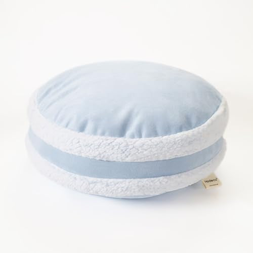 Round Throw Pillow 16x16 Macaron Shape No Zipper Design Down-like Polyester Filling Super Soft Feather-like Touching Floor Pillow 40x40cm Home Décor Circle Cushion for Couch, Light Blue 1 Piece - color: Light Blue, size: 16"D x 16"W x 6.5"H