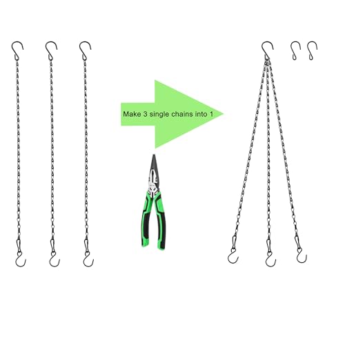Chain for Hanging Plants,21 Inch Black Hanging Chain, Small Hanging Basket Chain Kits with Hooks for Bird Feeder Hanging Basket Extender Porch Wind Chime (Black, 21 Inch-6PCS) - color: Black, size: 21 Inch-6PCS