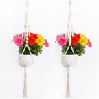 Macrame Plant Hanger, Indoor Outdoor Hanging Planter Boho Home Decor, Stylish Handmade Decorative Flower Pot Holder for Living Room, Garden Use, 45 Inch, Set of 2 (Pots Not Included)