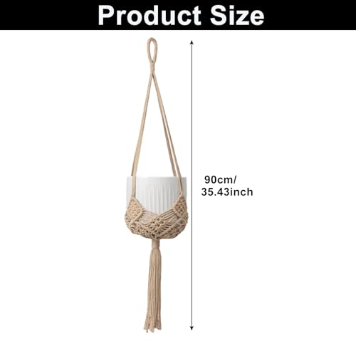 2 Pack Macrame Hanging Planters with Patterns - Stylish Plant Hangers Crochet Boho Plant Holder Hanging Plant Basket for Up to 6 Inch Pots(Caramel) - color: Caramel