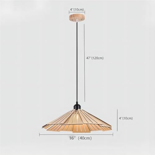 LIGHTLAND 16 Inch Wabi-Sabi Style Pendant Light, Wooden Hanging Light with Adjustable Hanging Length, Hanging Lamp for Bedroom, Dining Room, Bar - Hollowed, Wood Color, Pack of 1 - color: 16 Inch, Hollowed, Wood Color