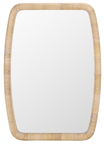 SAFAVIEH Home Collection – Lani Natural Rattan Wall Mirror, Rounded Rectangular Frame, Vertical or Horizontal Hanging Accent (MRR9032A)