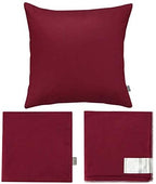 Thmyo 4-Pack 100% Cotton Comfortable Solid Decorative Throw Pillow Case, Square Cushion Cover Pillowcase Sublimation Blank Pillow Covers DIY Throw Pillowcase for Sofa(22x22 inch/ 55x55cm,Wine red)