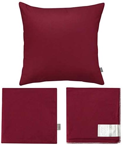 Thmyo 4-Pack 100% Cotton Comfortable Solid Decorative Throw Pillow Case, Square Cushion Cover Pillowcase Sublimation Blank Pillow Covers DIY Throw Pillowcase for Sofa(22x22 inch/ 55x55cm,Wine red)