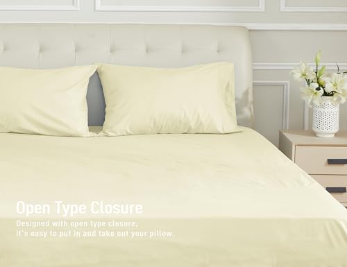 Sunflower Queen Pillowcases Set of 2, 100% Cotton Queen Pillow Cases 2, 20×30 inches Cream, Soft and Breathable - color: Cream, size: Queen (20"x30")