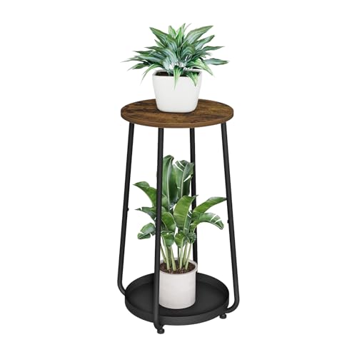 YINMIT Plant Stand Indoor, 2 Tier Wood Plant Stand, 23" Tall Vertical Flower Pot Stand, Round Corner Plant Shelf, Planter Pot Holder for Balcony Garden Patio Living Room - size: 23.2 In