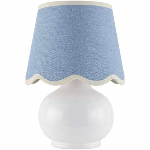 Benton Ceramic Table Lamp with Fabric Shade – 13" Bedside Accent Lamp for Bedroom, Living Room & Nightstand (Sky Blue) - color: Sky Blue