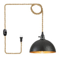 Plug in Pendant Lights Hammered Dome Hanging Lamp with Dimmable Switch 15 Ft Long Hemp Rope Farmhouse Pndant Light Cord Lighting Fixture DIY Hanging Light - color: C 1 Light