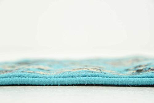 Unique Loom Sialk Hill Collection Area Rug - Washington (2' 2" x 8' 2" Runner Turquoise/Black) - color: Turquoise/Black, size: 2'2" x 8'2" (Runner)