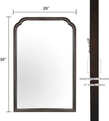 WallBeyond Wood Bathroom Mirrors for Wall Mounted, 20" x 30" Rustic Wood Frame Wall Mirrors Decorative for Living Room or Bedroom Vanity Mirror (Black) - color: Black B, size: 30"L x 20"W