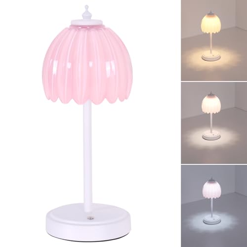 Shenmoyl Rechargeable Table Lamp with 5200mAh Battery & Touch Control - 3 Adjustable Color Temperatures, Cordless Dimmable Table Light for Bedroom, Office Desk, Nightstand(Creamy Pink, 1 Pack - color: Creamy Pink, size: 1 Pack