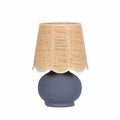 Benton Ceramic Table Lamp with Fabric Shade – 13" Bedside Accent Lamp for Bedroom, Living Room & Nightstand (Slate Blue) - color: Slate Blue
