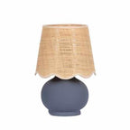 Benton Ceramic Table Lamp with Fabric Shade – 13" Bedside Accent Lamp for Bedroom, Living Room & Nightstand (Slate Blue) - color: Slate Blue