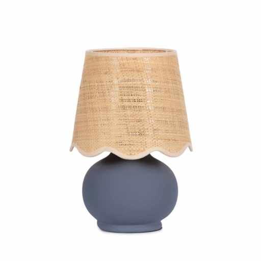 Benton Ceramic Table Lamp with Fabric Shade – 13" Bedside Accent Lamp for Bedroom, Living Room & Nightstand (Slate Blue) - color: Slate Blue