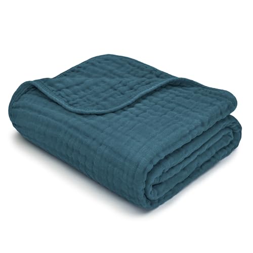 Comfy Cubs Muslin Baby Blanket - Soft, Lightweight, 6-Layer Cotton Swaddle Blankets for Newborns, Infants & Toddlers - 40" x 40" Large, Breathable & Versatile for Sleeping & Tummy Time - Neptune - color: Neptune, size: Baby - 40" X 40"