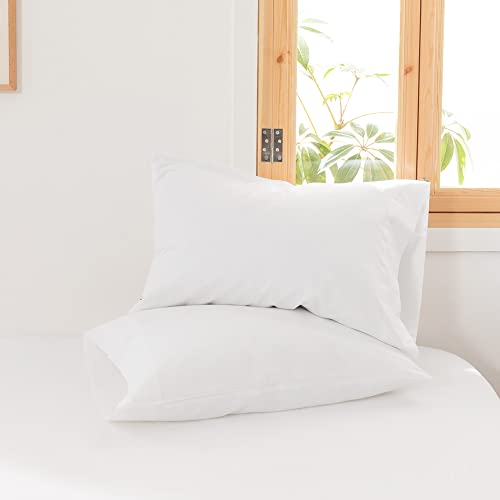 Simple&Opulence Linen Pillowcases 1 Pair Basic Style 55% Euro Linen 45% Cotton Blend Solid Color Flax Shams Set of 2, King Size 20"x40", White - color: White, size: 20"x40"