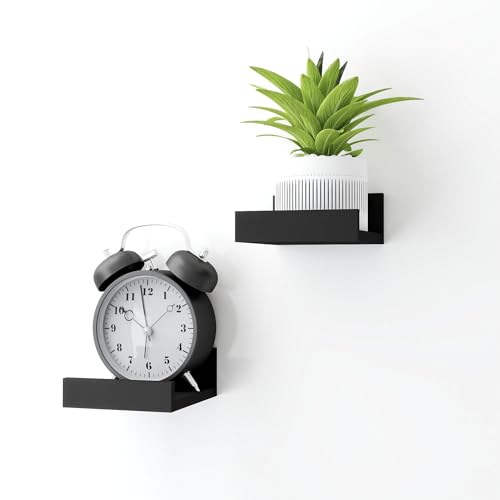Small Black Floating Shelves for Wall Decor, Wall Mounted Wood Shelf for Bedroom, Living Room, Bathroom, Kitchen, Nursery, Mini Display Ledge Shelf with Lip Set of 2-4 Inches, Black - color: Black, size: 3.9in