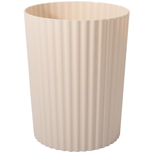 JiatuA Small Trash Can Plastic Wastebasket Round Garbage Container Bin for Bathroom, Kitchen, Bedroom, Home Office, College Dorm, Beige - color: Beige, size: 1.8 Gallons