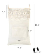 Mkono Macrame Hanging Laundry Hamper Bag Over The Door Organizer Laundry Bag Boho Decor Hanging Clothes Hamper for College Dorm Room Bathroom Home Travel Space Saving