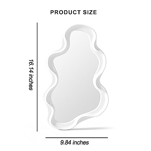 Mokoze Asymmetrical Wall Mirror, Irregular Decorative Accent for Bedroom Entryway Living Room, White Aesthetic Vanity Decor for Wall Mounted or Tabletop Display, 16.14" x 9.84" - color: White, size: 16.1"L x 9.8"W