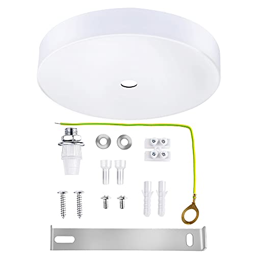 Arturesthome 4.7" White Ceiling Plate Light Kit Rewind Single Hole with Hardware,Ceiling Canopy for Pendant Lighting or Chandelier,Easier to Install Than Standard Canopies - color: White, size: 4.7 Inch