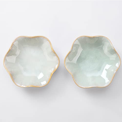 JAMEND CLXP 2PCS Lotus Leaf Shape Ring Holder Dish, Small Key Bowl, Ceramic Trinket Tray Jewelry Dish Organizing Necklace Earrings for Mom Friend Sister, All Jewelries Are NOT Included, Light Green.… - color: Light Green-2PCS