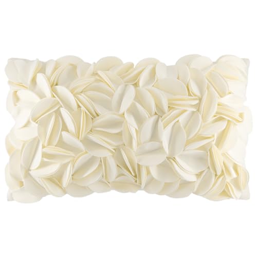 KINGROSE 3D Flower Throw Pillow Cover Decorative Cushion Cover Soft Pillow Case for Sofa Couch Bedroom Home Decor 12 x 20 Inches Cream - color: Cream - Velvet