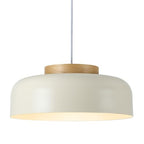 Modern Large Pendant Light, 17.7 inch,Cream Lampshade,Natural Wood,Simple Chandelier for Dining Room,Kitchen Table
