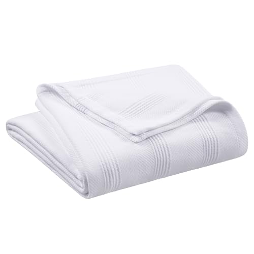 Vellux 100% Cotton Blanket, Twin, 66x90, White | Soft, Breathable Knit, Lightweight, All Season, Machine Washable, Oeko-Tex Certified, Hotel Quality - color: White, size: Twin