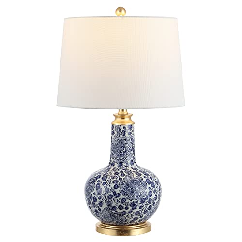 Safavieh Lighting Collection Leia Blue Floral Chinoiserie Ceramic 26-inch Bedroom Living Room Home Office Desk Nightstand Table Lamp (LED Bulb Included) - color: Blue