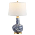 Safavieh Lighting Collection Leia Blue Floral Chinoiserie Ceramic 26-inch Bedroom Living Room Home Office Desk Nightstand Table Lamp (LED Bulb Included) - color: Blue