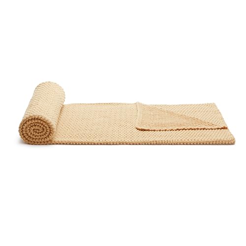 Amazon Basics Chunky Cable Knit Throw Blanket for Couch, Sofa, Bed, Lightweight Soft Cozy, 50" x 60", Sand - color: Sand, style: Knitted