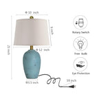 AIEAMPDO 21'' Set of 2 Coastal Small Ceramic Lamps for Bedroom | Traditional Nightstand Bedside Desk Table Lamp for Living Room Office Dorm, 2 Bulbs Included - color: Light Blue