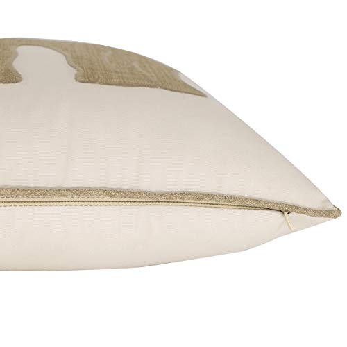 Embroidered Throw Pillow Covers Deer Head Pattren 18x18 Inches for Living Room Cotton Cushions Covers (Khaki) … - color: Deer Head-khaki