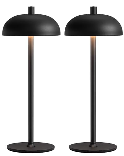 Cordless LED 12" Small Table Lamps Set of 2, Modern Portable Desk Lamp, 3 Color Dimming Rechargeable Battery Lights for Bedroom, Outdoor, Restaurant, Bedside, Baby Night Light, Gifts (Black) - color: H12" Black (2 Pack)