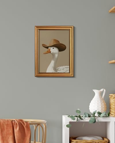 HUARCEY Gold Framed Vintage Wall Art for Living Room, Trendy Duck Canvas Print Wall Decor Maximalist Eclectic Artwork Gallery Picture Oil Painting Boho Western Cowboy Decor Bedroom Bathroom 12"x16" - color: Cowboy Duck, size: 16"L x 12"W