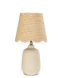 Pia Ricco 19" Modern Ceramic Table Lamp for Living Room Cream Base Desk Lamps for Bedroom Farmhouse Bedside Nightstand Lamp End Table Lamps,Beige,Rattan Shade - color: Grey Cream Base
