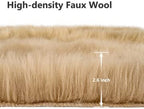 Softlife Camel Faux Fur Sheepskin Chair Cover 2 PCs Seat Cushion Pad Super Soft Area Rugs for Living Bedroom Sofa Dorm (1.6ft x 1.6ft)