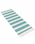 Cyan Stripes Kitchen Runner Rug 2'x4', Washable Woven Cotton Area Rug with Tassels Bathroom Hallway Rug, Farmhouse White Simple Vertical Striped Entryway Bedroom Rug Non Slip Throw Rug Carpet - color: Cyan, size: 2 x 4 ft