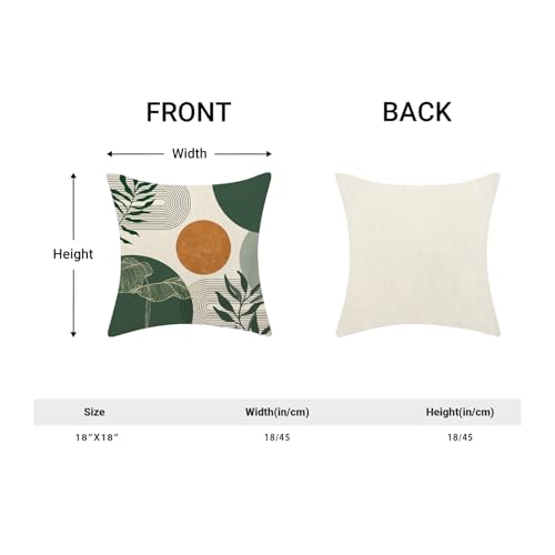 Boho Pillow Covers 18x18 Set of 2 Mid Century Green Orange Sunset Throw Pillow Covers Outdoor Decor Modern Abstract Tropical Leaf Pillowcase Farmhouse Decorative Cushion Cover for Sofa Couch - color: Boho-green-c, size: 18" x 18" (Pack of 2)
