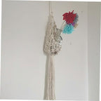 ORFOFE Handmade Cotton Rope Hanging Planter Bohemian Style Indoor Wall Decor for Succulents and Flower Pots Woven Sling Basket for Balcony and Office